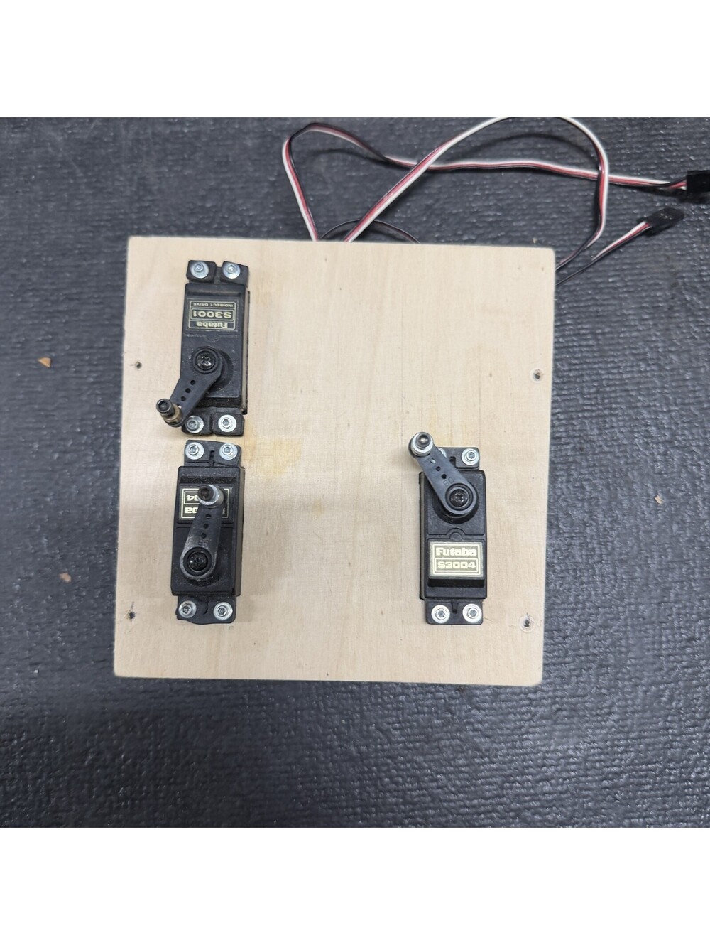 Lot of 3 Futaba RC Servos S3001 & S3004 Mounted on Board